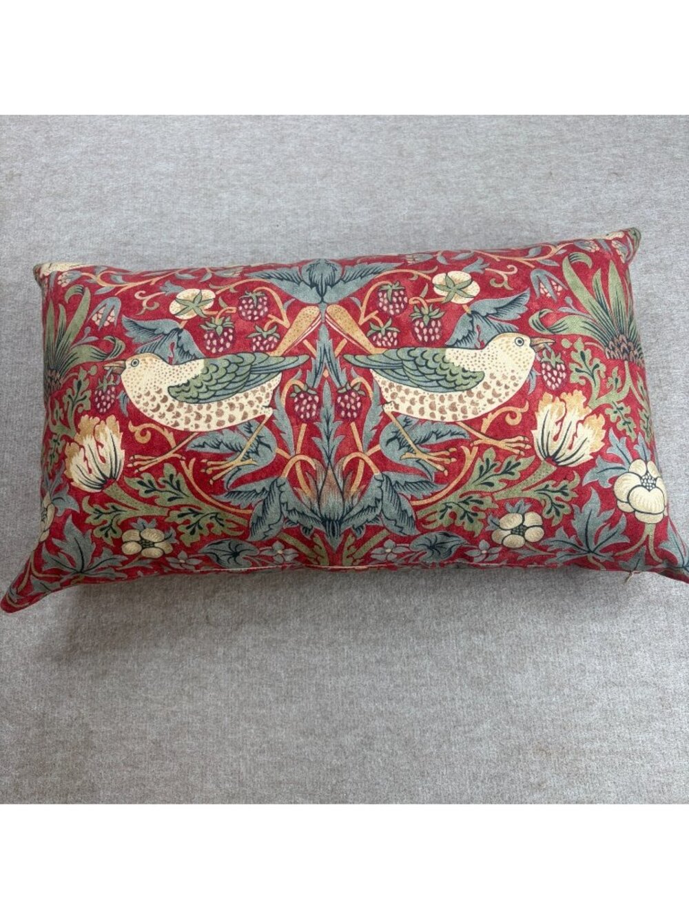 Rejuvenation Pillow Red Crimson William Morris & Co Strawberry Thief Down Filled